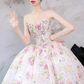 Exquisite Ball Gown Strapless Embroidery Floral Tulle Prom Dress 16th Birthday Dress SH4054