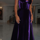 Sexy A Line Sweetheart Neck Purple Velvet Prom Dress Evening Dress SH4691
