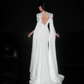Elegant Mermaid Long Sleeve Beaded Satin Wedding Dress SH5866