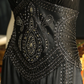Vintage Sexy Black A Line Exquisite Beaded Chiffon Satin Prom Dress Evening Dress SH5133