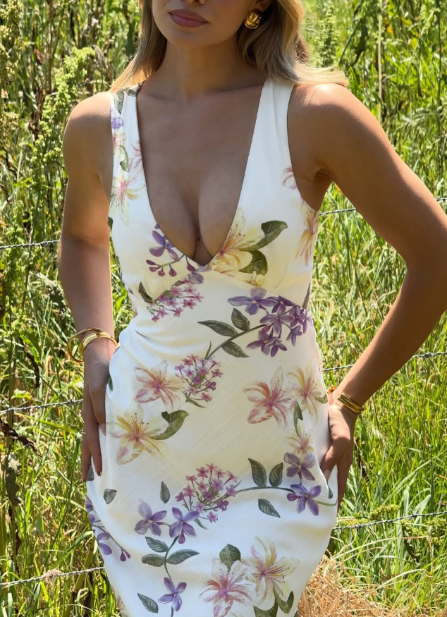 Pretty Sheath V Neck Print Floral Satin Long Prom Dress Date Dress SH5471