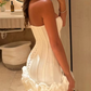 Glamorous White Strapless Sleeveless Short Prom Dress with Flowers SH7511