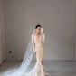 Stunning Mermaid Long Sleeve V Neck Lace Long Train Wedding Dress with Slit SH7724