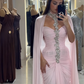 Light Pink Sheath Halter Rhinestone Pleated Chiffon Long Prom Dress Evening Dress SH4799
