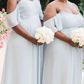 Baby Blue Chiffon Off The Shoulder A-line Bridesmaid Dresses SH5584