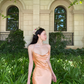 Simple Orange Sheath Spaghetti Strap Satin Open Back Prom Dress Party Dress SH4029