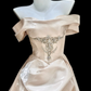Gentle A Line Off the Shoulder Rhinestone Satin Long Prom Dress Evening Dress SH5008