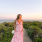 Simple Pink A Line Spaghetti Strap Layered Chiffon Open Back Date Dress Outfits SH3883