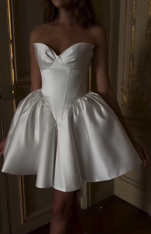 Cute A Line Sweetheart Neck Ivory Satin Short Homecoming Dress Birthday Dress SH3217