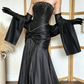 Vintage Black Mermaid Strapless Shiny Beaded Satin Long Party Dress Prom Dress SH5466