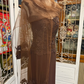 Vintage Brown A Line Round Neck Beaded Lace Chiffon Prom Dress Wedding Guest Dress SH5495