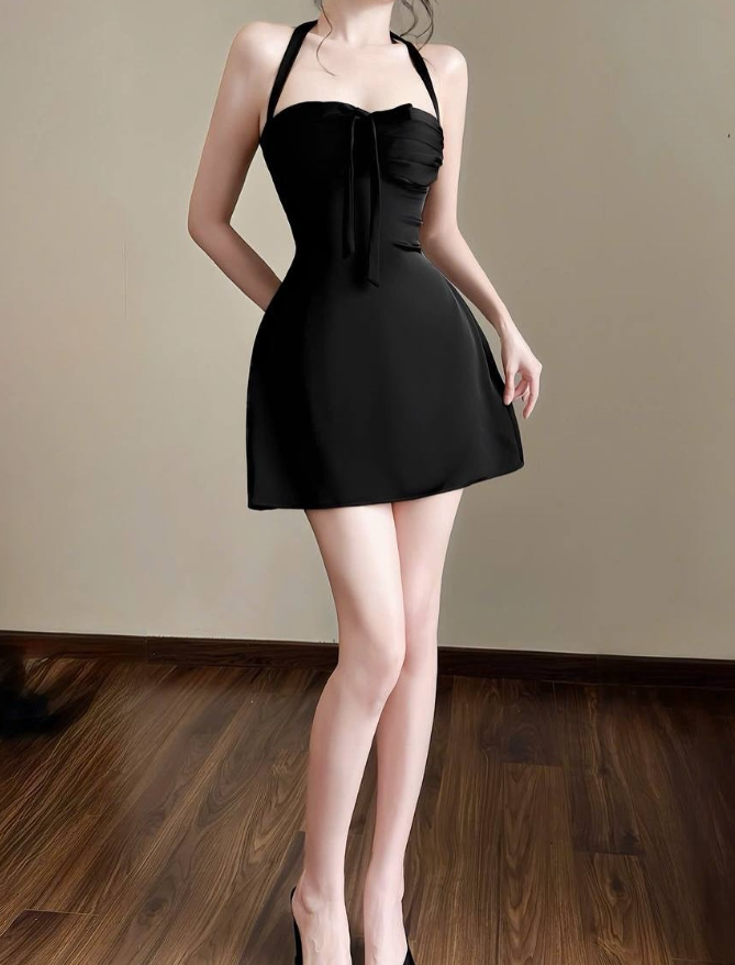 Sexy Pink A Line Halter Satin Short Open Back Homecoming Dress SH4787