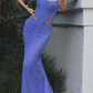 Purple Flowy Mermaid Strapless Corset Chiffon Prom Dress Party Dress SH4018