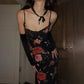 Sexy Sheath Spaghetti Straps Print Floral Chiffon Long Evening Dress Outfits SH1925