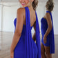 Classic Sheath Sweetheart Royal Blue Short Homecoming Dress with Scarf SH7980
