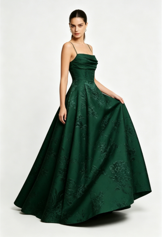 Long Spaghetti Straps A-line Green Prom Dresses, Long Prom Dresses SH382