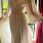 Elegant A Line Long Sleeve White Chiffon Long Prom Dress Party Dress SH4035
