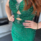 Dazzling Green Mermaid Straps Exquisite Beaded Satin Slit Long Prom Dress Evening Dress SH7232