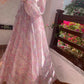 Pretty A Line Long Sleeve Print Floral Chiffon Long Prom Dress Evening Dress SH1916