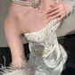 Pretty Mermaid Strapless Pearl Appliques White Satin Long Wedding Dress SH4719