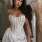 Sexy White Sheath Strapless Corset Lace Short Homecoming Dress SH6379