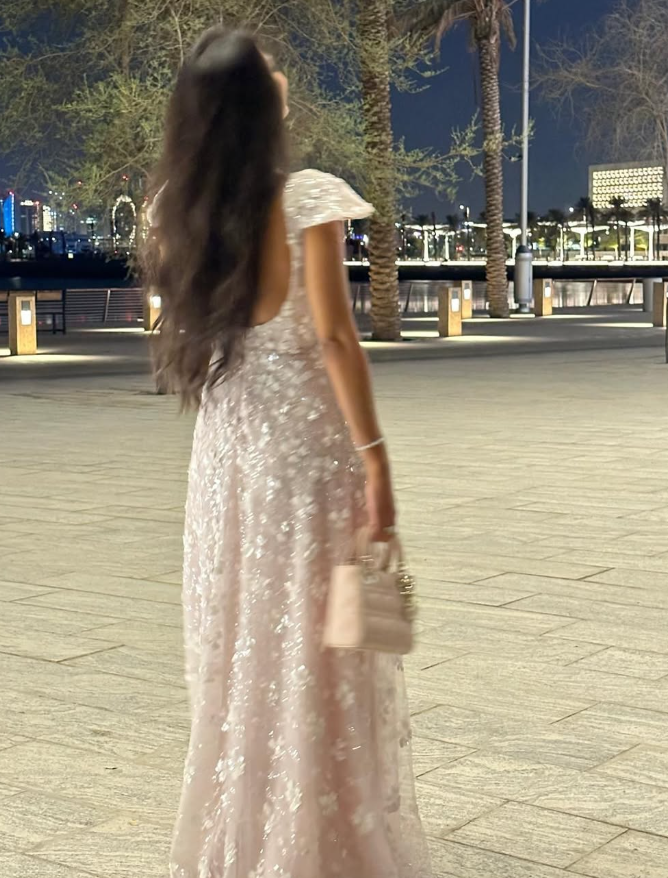 Light Pink A Line Exquisite Beaded Floral Tulle Prom Dress Wedding Guest Dress SH4724