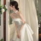 Classic White A Line Off the Shoulder Satin Short Prom Dress Homecoming Dress SH6006