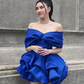Unique Blue Off The Shoulder Homecoming Dresses SH640