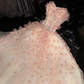 Romantic A Line Sweetheart Neck Floral Beaded Pink Tulle Prom Dress Evening Dress SH2978