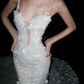 Glamorous Mermaid V Neck Floral Lace Tulle Long Wedding Dress SH5960