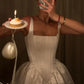 Cute A Line Straps Corset Ivory Satin Short Homecoming Dress Birthday Dress SH1922