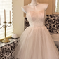 White Ball Gown Sweetheart Neck Beaded Tulle Short Homecoming Dress Birthday Dress SH3858