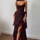 Vintage Mermaid Ruffle Beaded Dark Burgundy Chiffon Prom Dress Party Dress SH7420