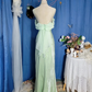 Vintage Green Simple Mermaid Spaghetti Strap Chiffon Satin Prom Dress Outfits SH4954