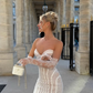 Romantic White Sheath Sweetheart Neck Lace Short Prom Dress Homecoming Dress SH6385