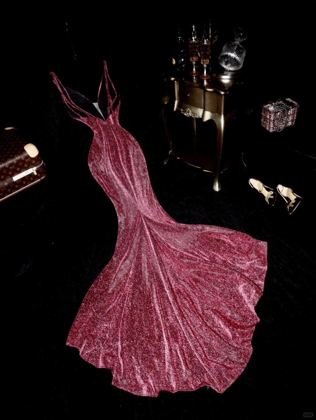 Shiny Mermaid Spaghetti Strap Sequin Open Back Long Prom Dress Party Dress SH3071