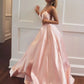Pretty A Line Spaghetti Straps Backless Pink Satin Prom Dress Formal Evening Dress SH1758