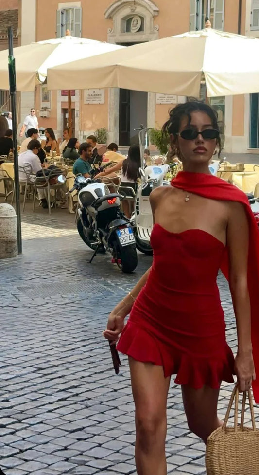 Vintage Sheath Strapless Red Mini Dresses Homecoming Dress 16th Birthday Dresses SH3501