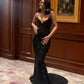 Sexy Mermaid Sweetheart Neck Sequin Slit Black Long Prom Dresses Party Dress SH3504