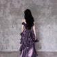 Pretty Irregular Ruffle Spaghetti Straps Grape Prom Dresses With Flower Long Birthday Dress SH2895