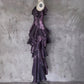 Pretty Irregular Ruffle Spaghetti Straps Grape Prom Dresses With Flower Long Birthday Dress SH2895