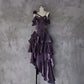 Pretty Irregular Ruffle Spaghetti Straps Grape Prom Dresses With Flower Long Birthday Dress SH2895