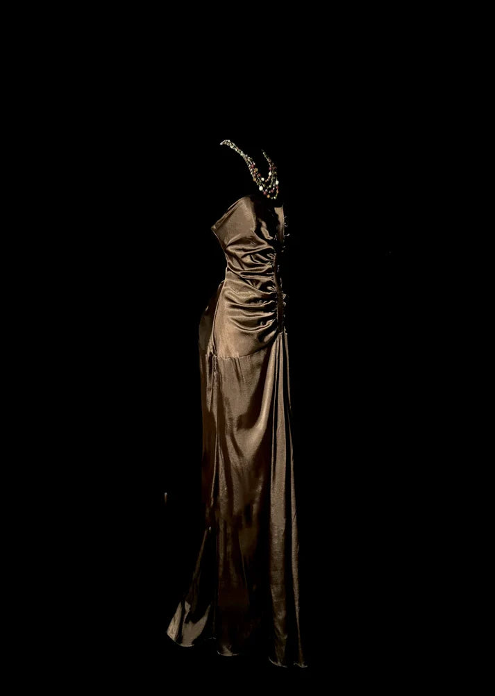 Vintage Mermaid Sweetheart Brown Long Prom Gown Fairy Prom Dresses SH3092