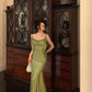 Classy Mermaid Straps Green Satin Long Evening Dresses Birthday Outfits SH2893