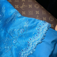 Stunning Mermaid Halter Beaded Sequin Blue Lace Satin Long Prom Dress Party Dress SH3046