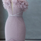 Strapless Pink Chiffon Creased Evening Dress Floor Length Mermaid Prom Dress With Sweep SH1014