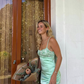 Green Exquisite Beaded A Line Satin Mini Homecoming Dress Cocktail Dress SH3446