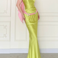 Fresh Free Vintage Mermaid Strapless Simple Satin Long Prom Dress Wedding Guest Dress SH5501