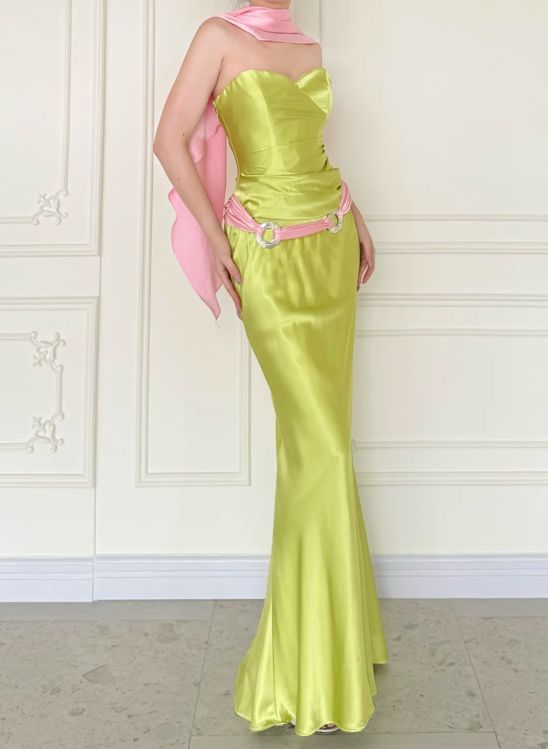 Fresh Free Vintage Mermaid Strapless Simple Satin Long Prom Dress Wedding Guest Dress SH5501