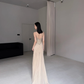 Gentle A Line Strapless Exquisite Beaded Nude Chiffon Prom Dress Evening Dress SH7717